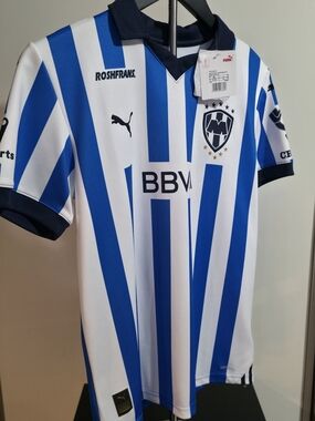 Boys Puma Monterrey BBVA Blue & White Striped Soccer Jersey